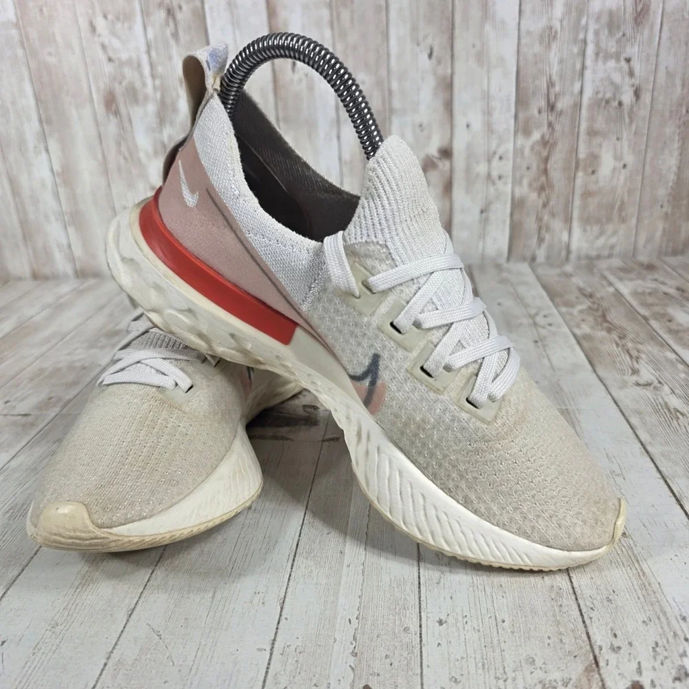 Nike React Infinity Run Flyknit 3 Women's Shoes Light Bone Pink‎ Blue Size 7